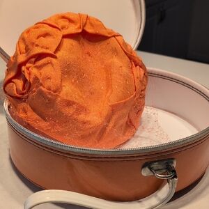 Vintage Orange Women's Hat With Vintage Case